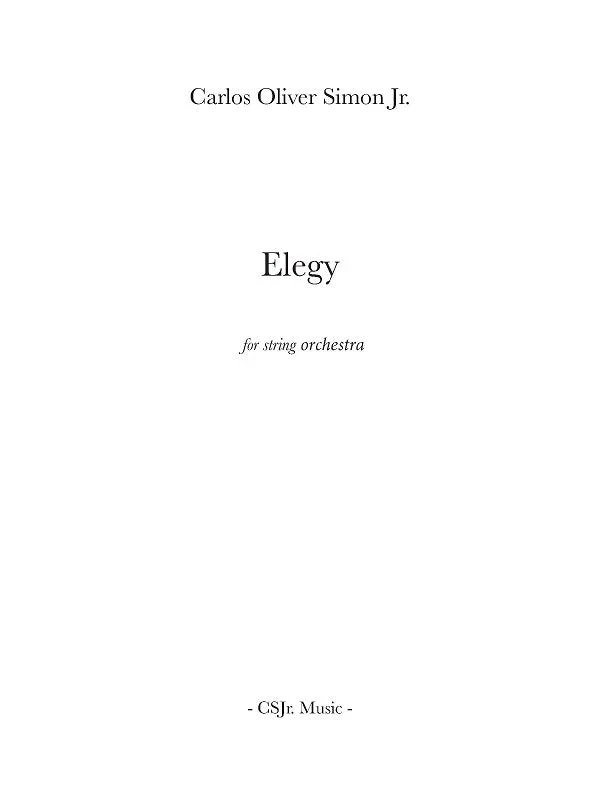 Simon: Elegy: A Cry from the Grave (Version for String Orchestra)