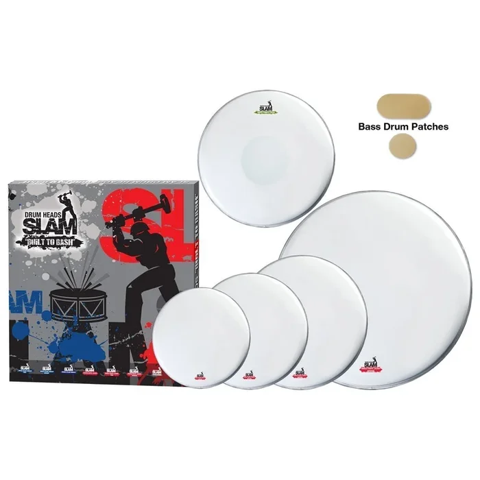 Slam Single Ply Coated Medium Weight Drum Head Pack 12″T/13″T/16″T/14″S/22″BD