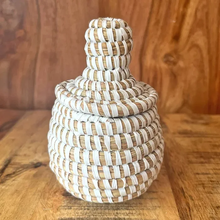 Small African Basket – White