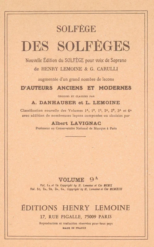 Solfège des Solfèges – Volume 9A