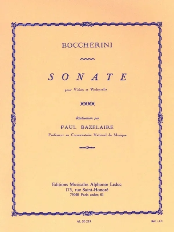 Sonata (Bazelaire) Violin And Cello (Softcover Book)