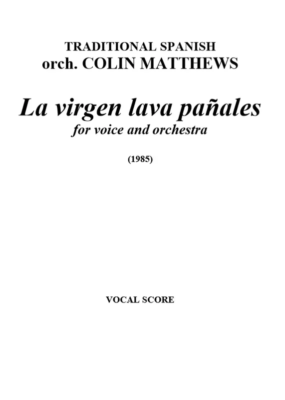 Spanish Traditional : Spanish Traditional : La virgen lava pañales – Piano, Voice – Faber Digital