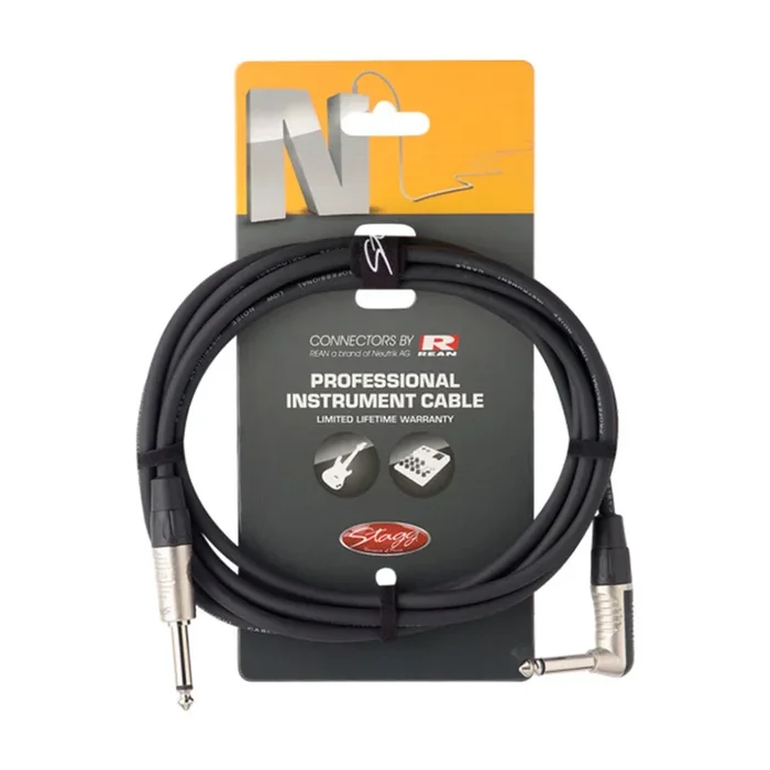 Stagg Professional 3m Straight to Right Angle Guitar Lead – Black