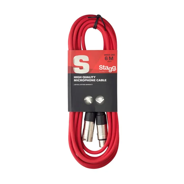 Stagg SMC6 CRD Microphone cable, XLR/XLR (m/f), 6 m (20′), red