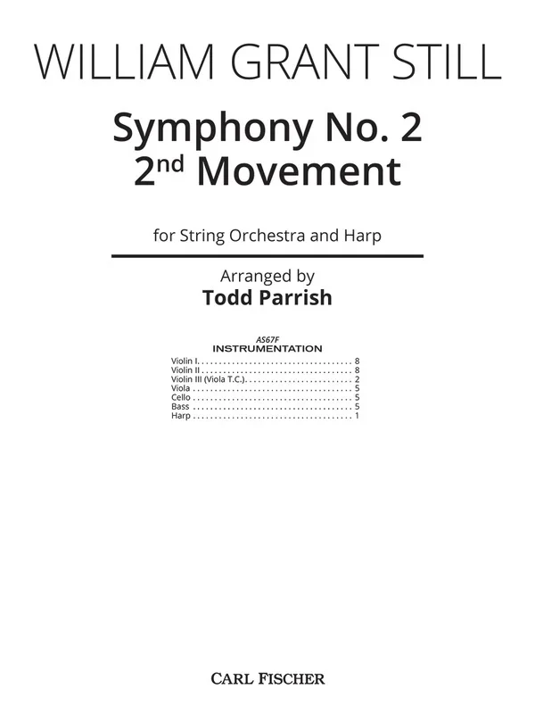 Still – Symphony No 2 2Nd Mvt So/Harp Full Score Score