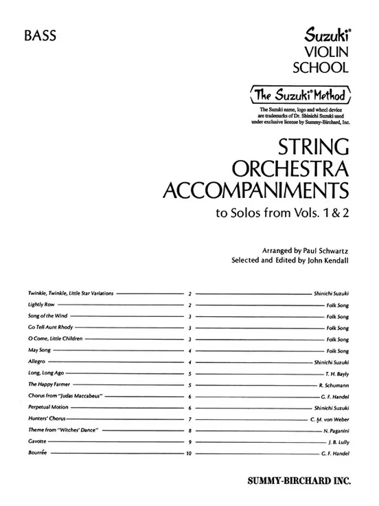 String Orchestra Accomp To Solos From Vol 1&2 Bass
