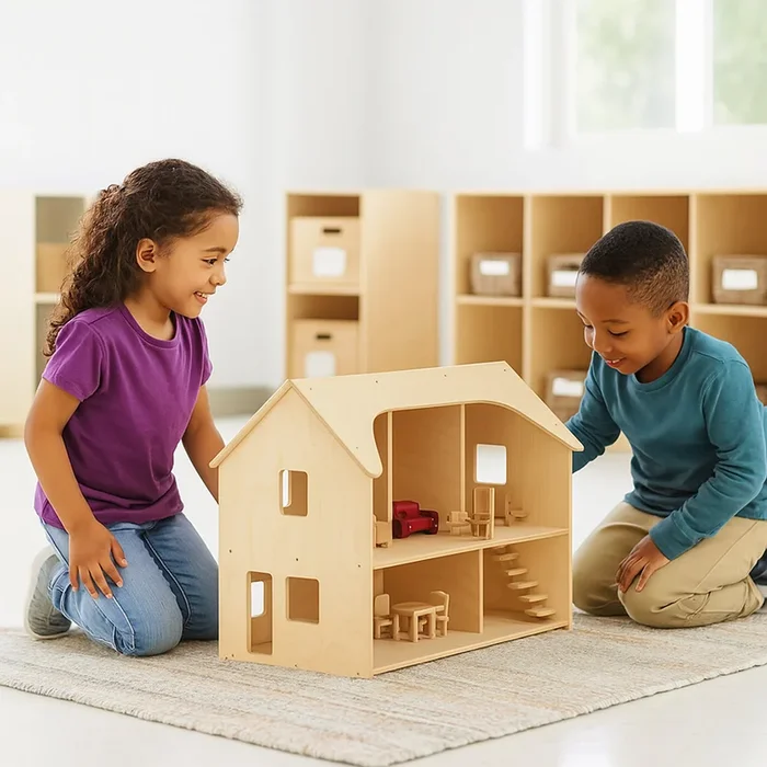 Sturdy Baltic Birch Wooden Dollhouse | Open-Ended Play for Ages 3+