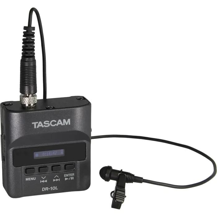 TASCAM DR-10L Micro Portable Audio Recorder with Lavalier Microphone – Black