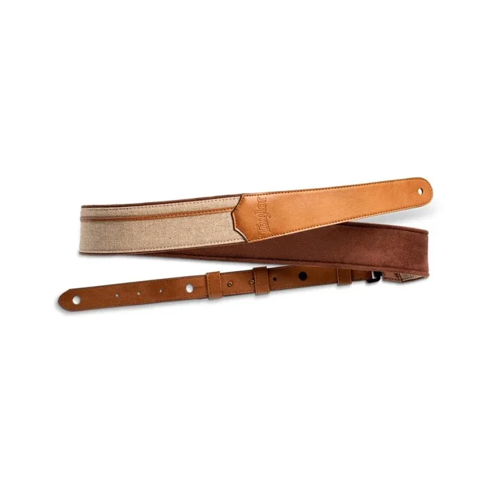 Taylor Vegan Leather 2.5″ Guitar Strap – Tan (with Natural Textile)