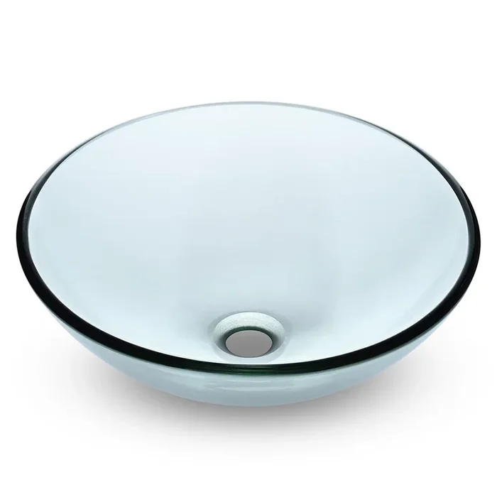 TheLAShop 16 inch Glass Vessel Sink Round Bathroom Vanity Basin