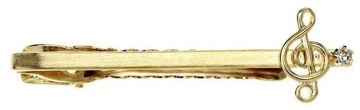 Tie Bar G Clef 18Kt Gold Ep W/Austrian Crystal