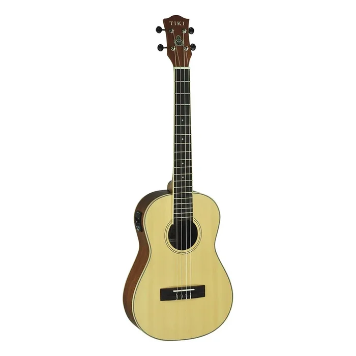 Tiki ‘6 Series’ Spruce Solid Top Electric Baritone Ukulele with Hard Case (Natural Satin)