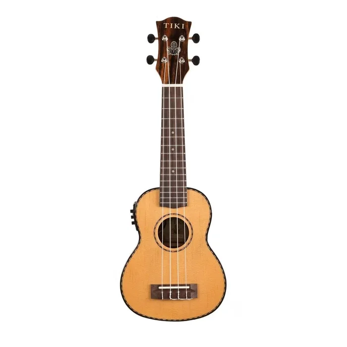 Tiki ’22 Series’ Spruce Solid Top Electric Soprano Ukulele with Hard Case (Natural Gloss)