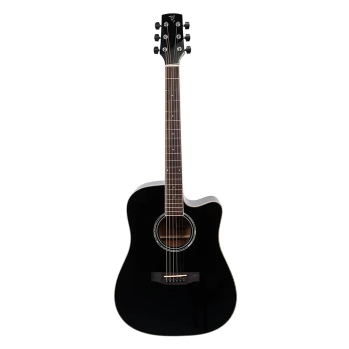 Timberidge ‘1 Series’ Spruce Solid Top Acoustic-Electric Dreadnought Cutaway Guitar (Black Gloss)