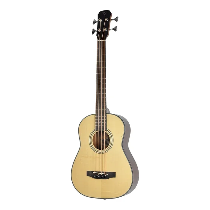Timberidge ‘TR-Series’ Spruce Solid Top Left-Handed Acoustic Bass Travel Guitar with Gig Bag (Natural Satin)