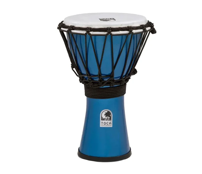 Toca Freestyle Coloursound 7 ” Rope Tuned Djembe in Metallic Blue