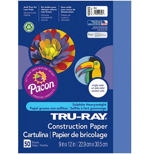 Tru-Ray® Construction Paper, Blue, 9″ x 12″ – 50 Sheets