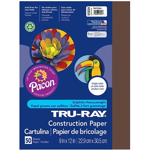 Tru-Ray® Construction Paper, Dark Brown, 9″ x 12″ – 50 Sheets