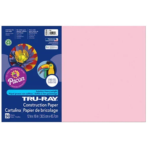 Tru-Ray® Construction Paper, Pink, 12″ x 18″ – 50 Sheets