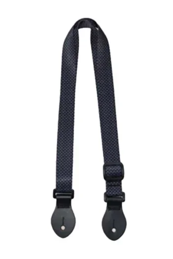 Ukulele Strap Nylon Webbing LG 1″ Black Polka Dot – Button End