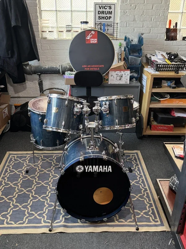 USED Yamaha Maple Custom Absolute 4pc Shell Pack, Sea Blue Lacquer, Made In Japan