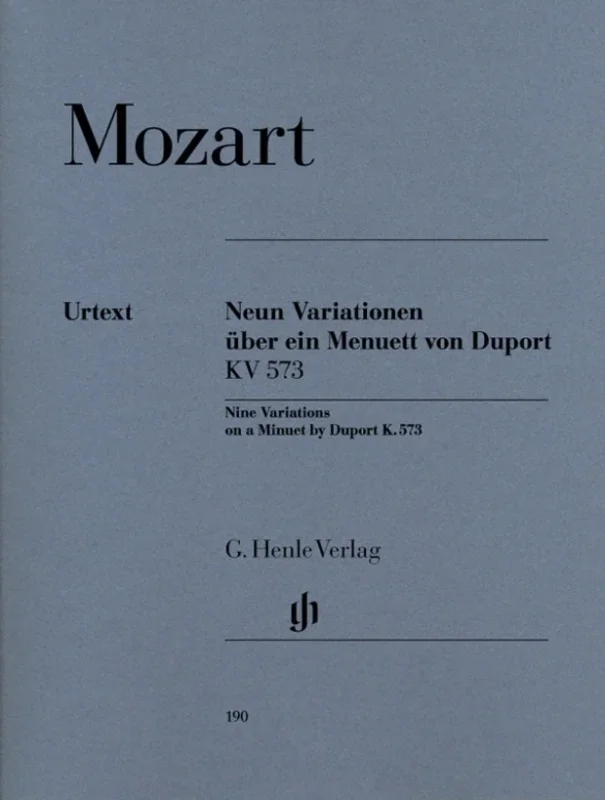 Variations 9 On A Menuet By Duport K 573 (Softcover Book)