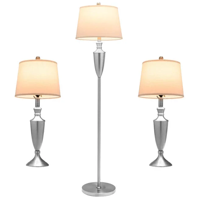 Vebreda 3 Piece Lamp with Set Modern Floor Lamp and 2 Table Lamps