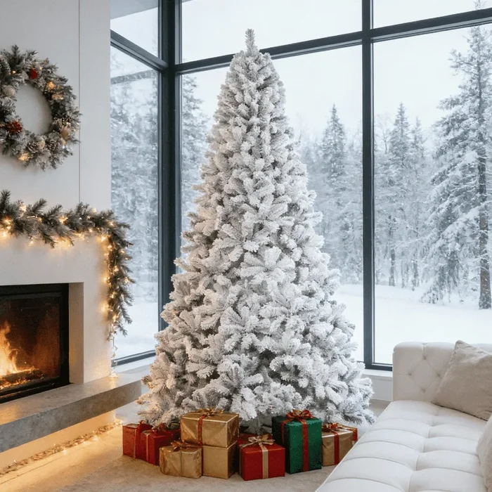Vebreda Artificial Christmas Tree 6ft with 1,000 Tips, Metal Base, Indoor Outdoor Green