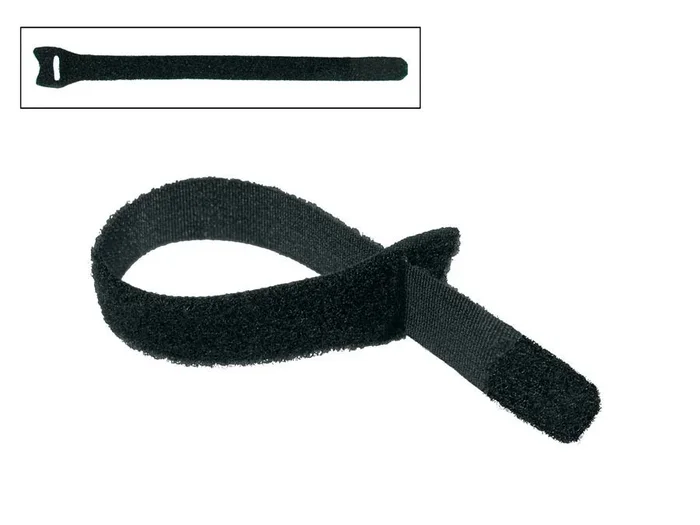 Velcro cable tie, black, 15×200 mm, 12 pcs