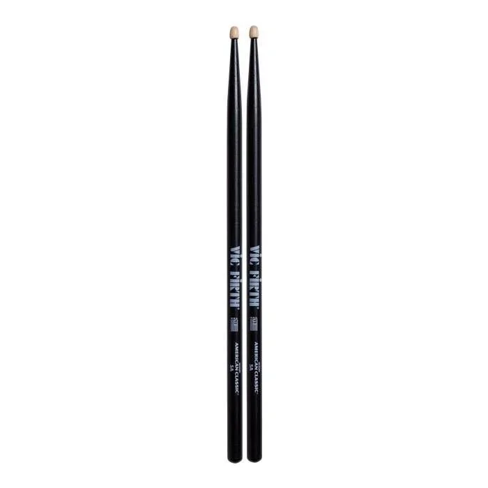Vic Firth American Classic 5A Wood Tip Drumsticks Black Finish