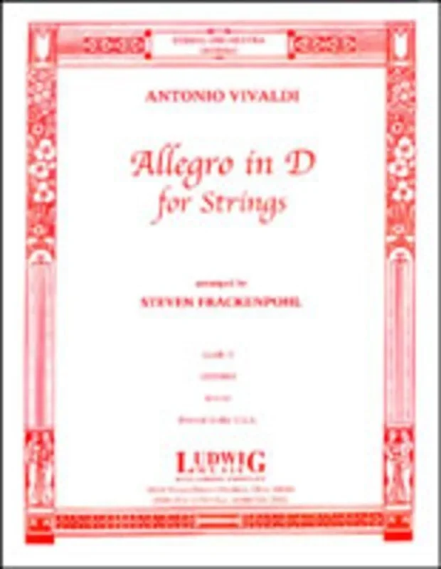Vivaldi – Allegro In D For Strings So3 Score/Parts Book