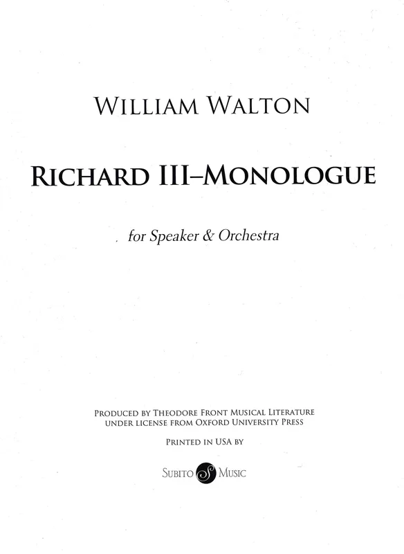 Walton: Monologue from “Richard III “