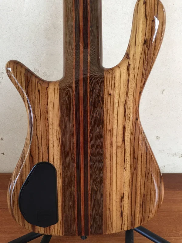 Warwick 2007 One-Off Custom Built Streamer Stage 1 5-String Electric Bass Guitar – Zebrawood Body – Birdseye Maple Broadneck with Matching Headstock – High Polish