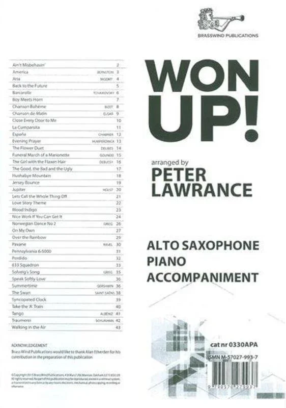 Won Up Alto Sax Piano Accompaniment (Softcover Book)