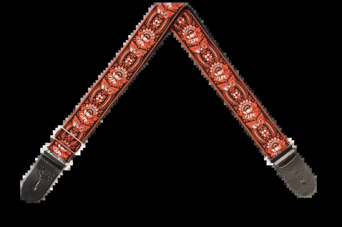 XTR 2 Inch Floral Jacquard Weave Guitar Strap – Red/Black Pattern