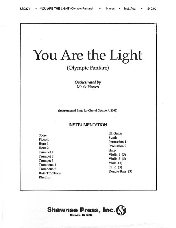 You Are The Light Olympic Fanfare Orchestration Book