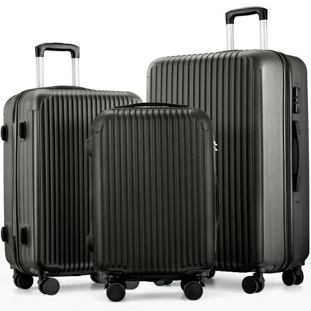 YouYeap 3 Piece Luggage Sets Hardshell Lightweight Suitcase Set with TSA Lock – Black, 20in24in28in